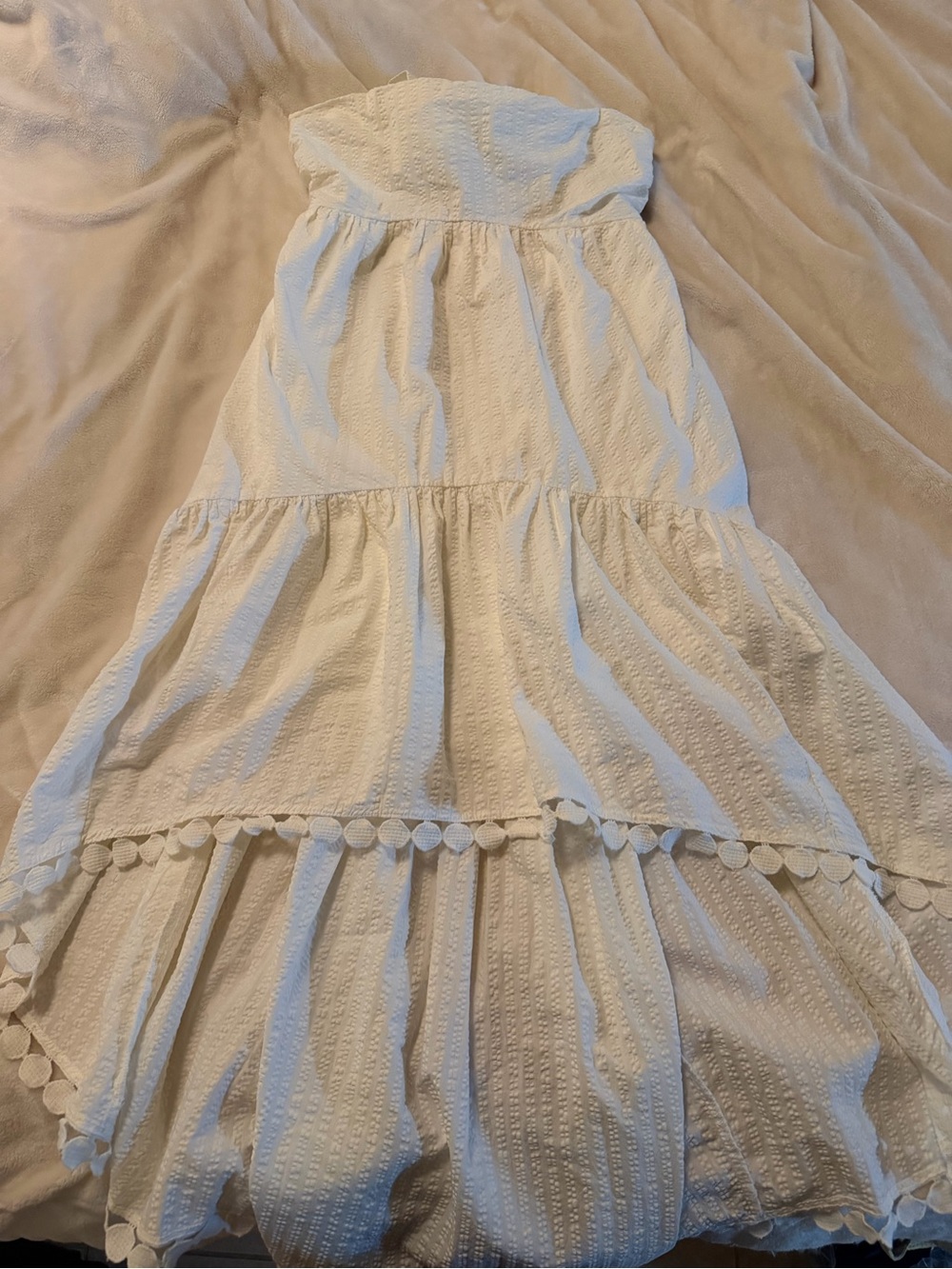 White Strapless Tiered Dress